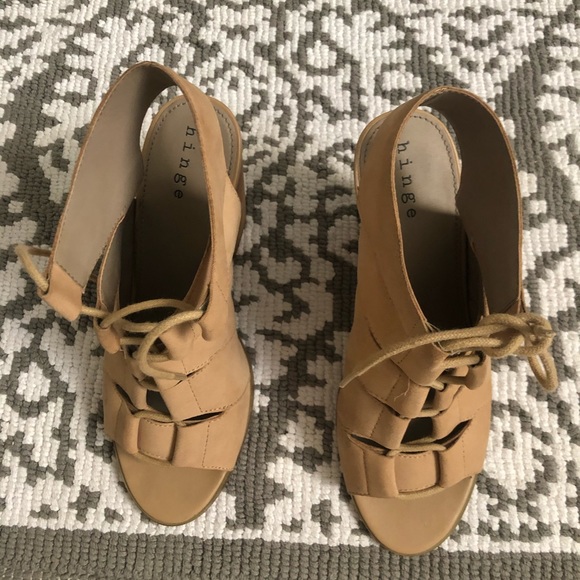 hinge Shoes - Hinge block heel sandal in nude